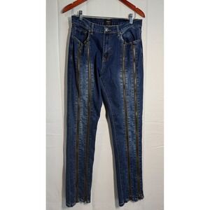 Forever 21 Slim‎ Jeans 32 Blue Multi-Zipper Front Streetwear